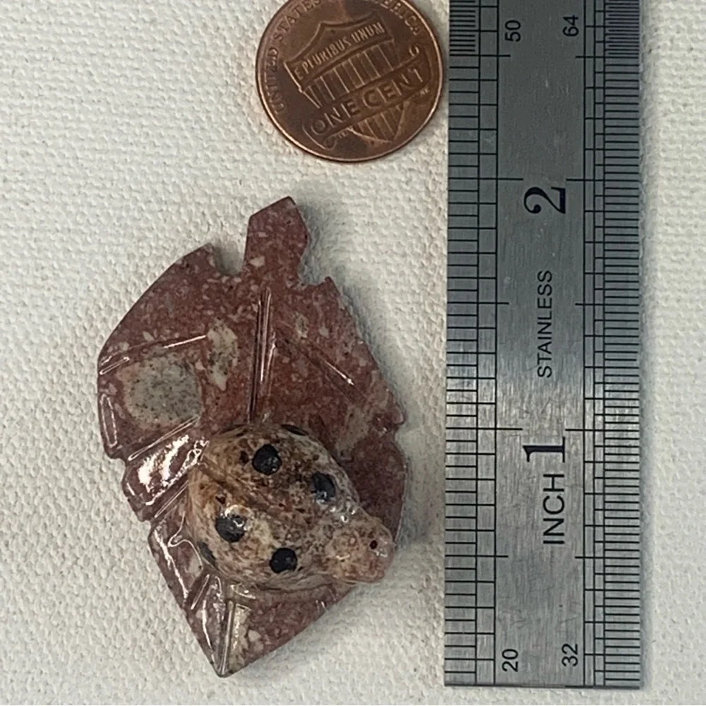 Miniature LADYBUG Stone Carving Mini BEETLE Figurine Steatite Soapstone Insect